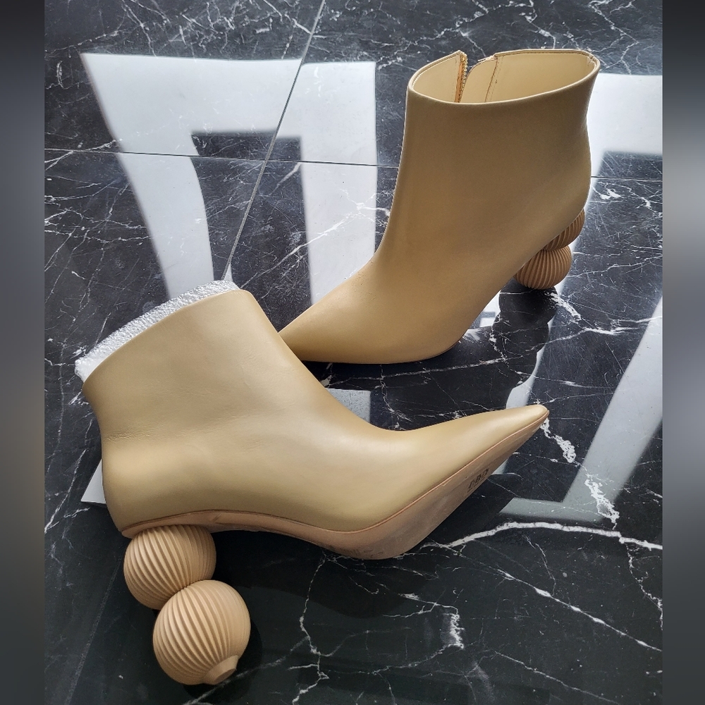 cult gaia Beige Sculptural Heel Ankle Boots